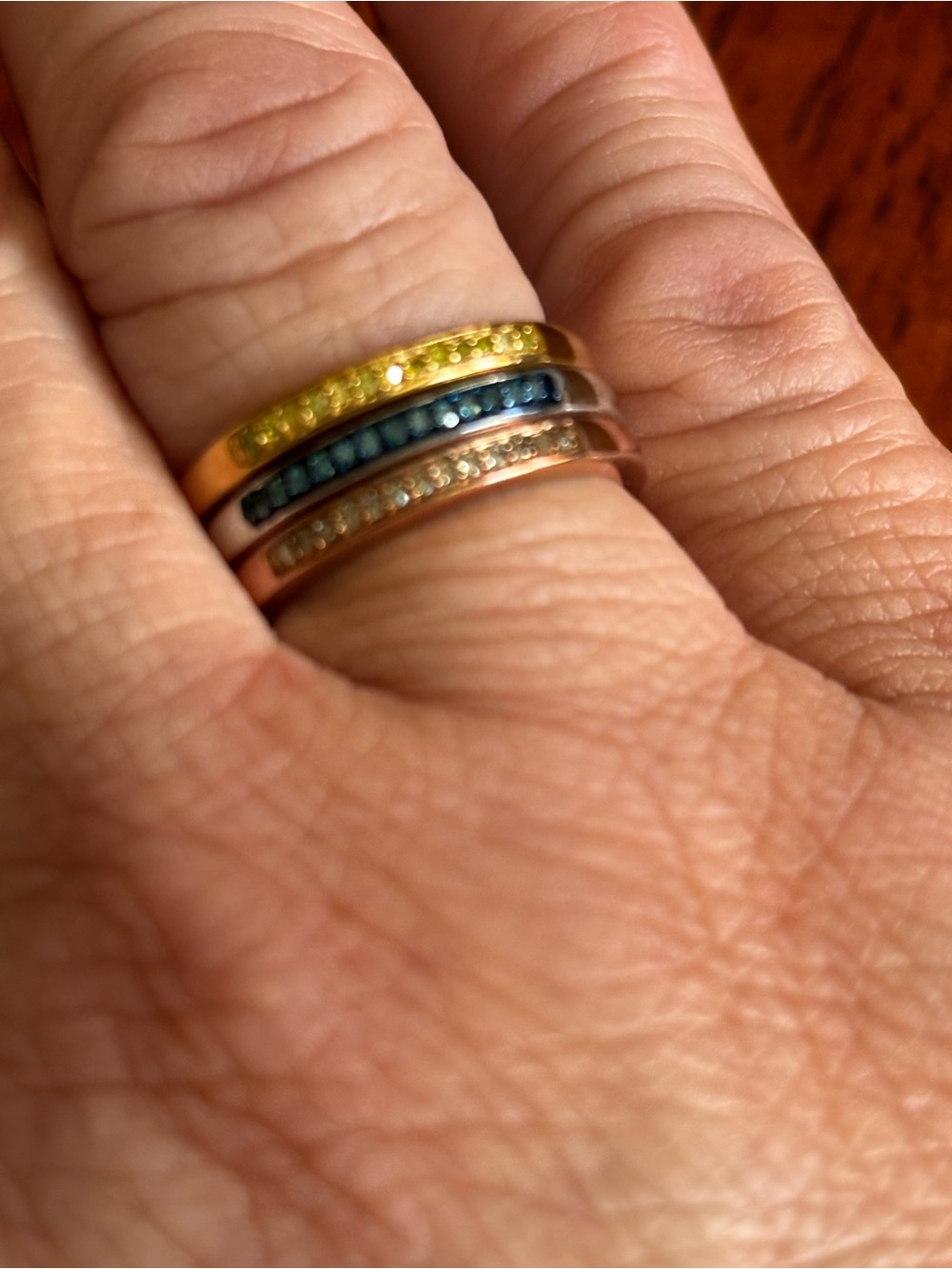 Stackable Multi-Color Pavé Band Rings - Natural Diamonds